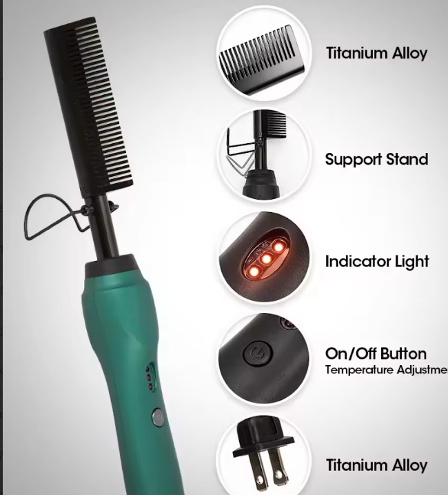 Ceramic Hot Comb - Fast Heating Straightener for Hair and Wigs