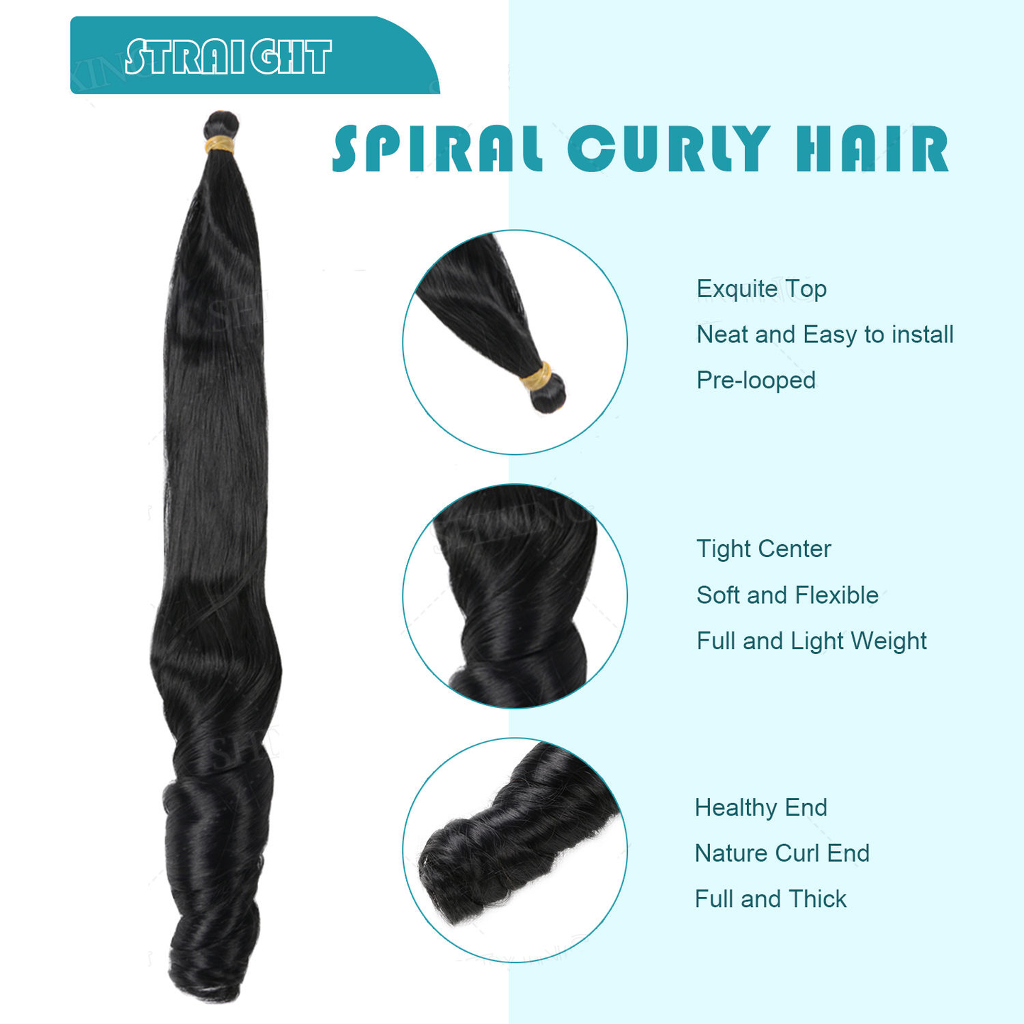 Straight Spiral Curly Hair – Synthetic Braiding Extensions | Soft & Lightweight