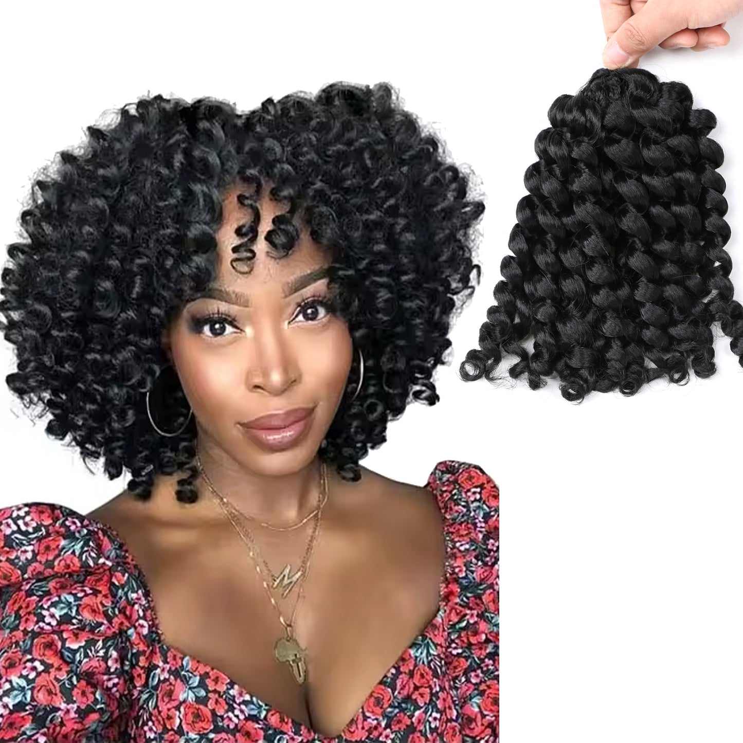 Wand Curl Crochet Hair 8 Inch – Soft Natural Synthetic Extensions