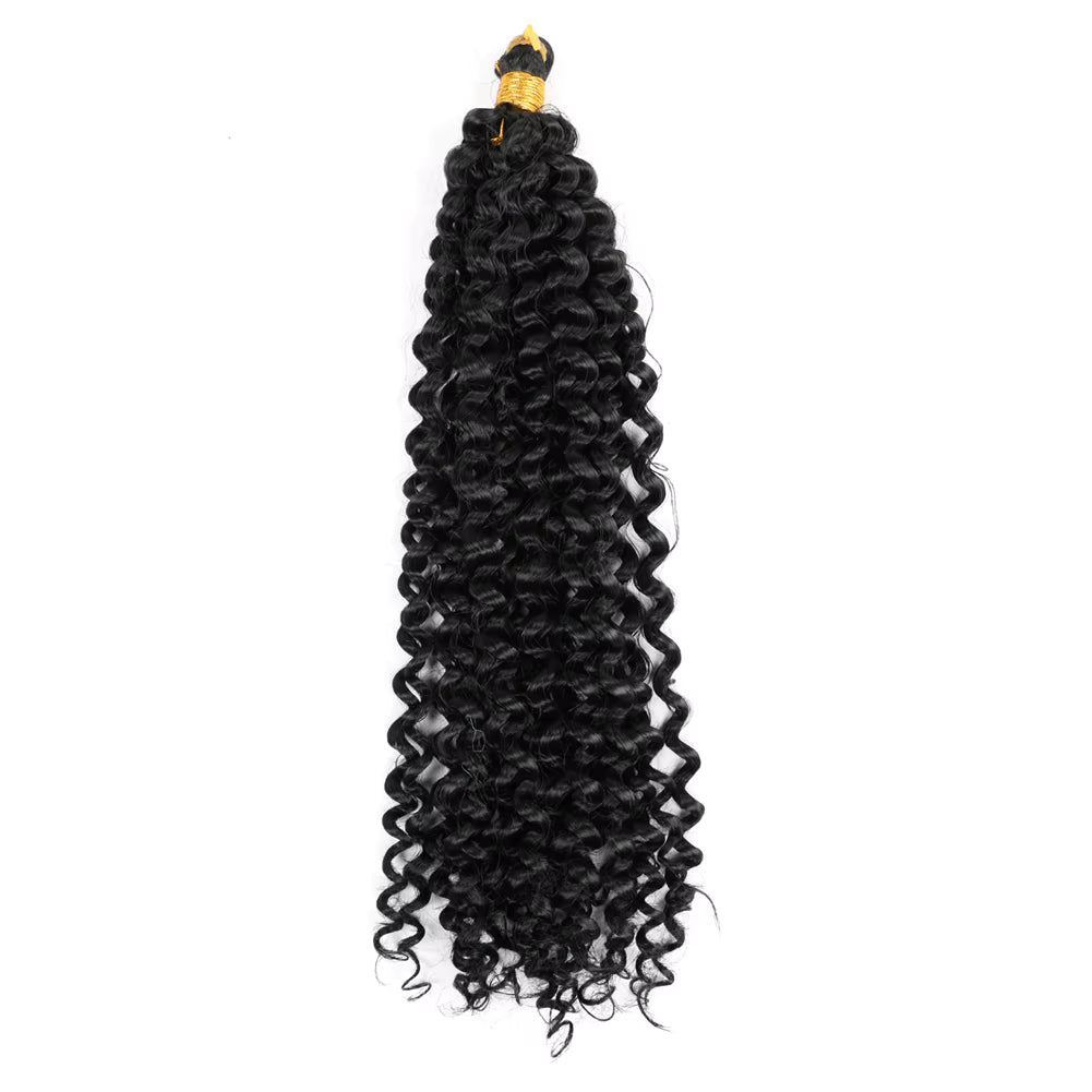 Black curly hair extension on a white background
