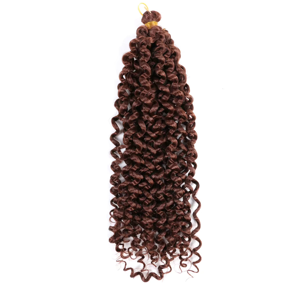 Brown curly hair extension on a white background