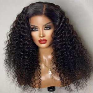 💇🏾‍♀️ Glueless Kinky Curly Wig 4×4 Lace Closure – 100% Human Hair | Full Curls & Natural Texture