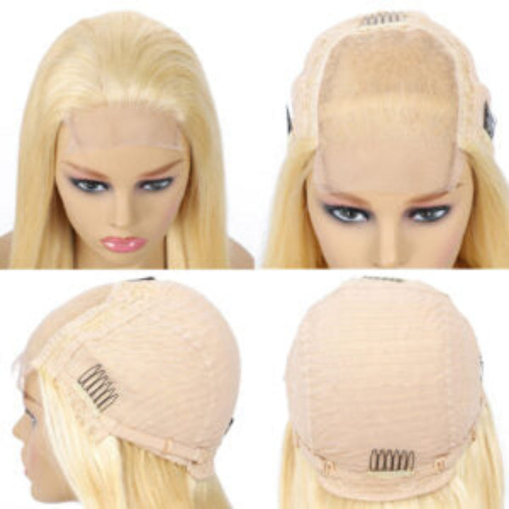✨ Blonde Straight 4×4 Closure Lace Wig – 100% Human Hair