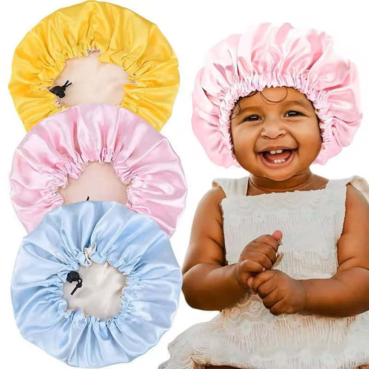 Bonnet Sleep Cap for Kids and Adult-Soft, Satin Protective Hair Bonnet
