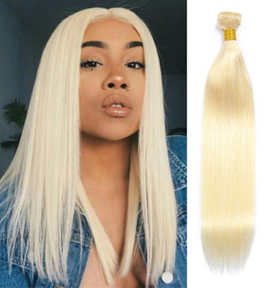 613 Blonde Straight Human Hair Bundles – 100% Virgin Hair, Soft &amp; Dye-Ready