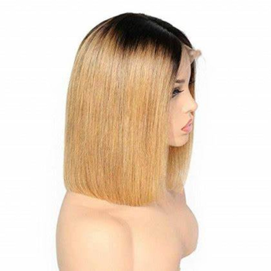 5×5 Closure Bob Straight Wig – #1B/27 Ombre Blonde (100% Human Hair)