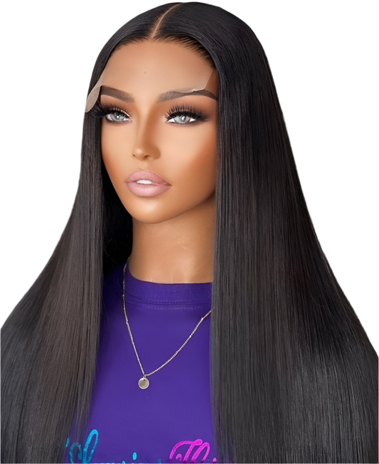 Natural Color Straight 5×5 Closure Wig – 100% Human Hair | Glueless