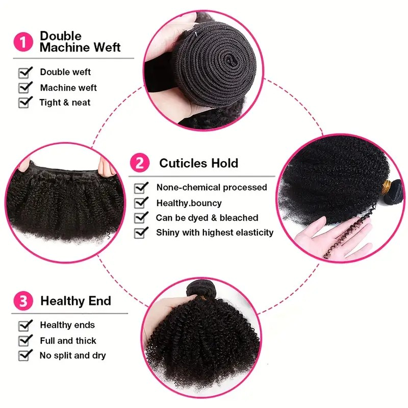 Afro Kinky Human Hair Bundles – 100% Virgin Hair for Natural 4B/4C Texture