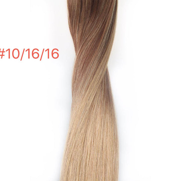 20" keratin weft flat tip hair extension in color #10/16/16, featuring a natural blend and smooth texture.