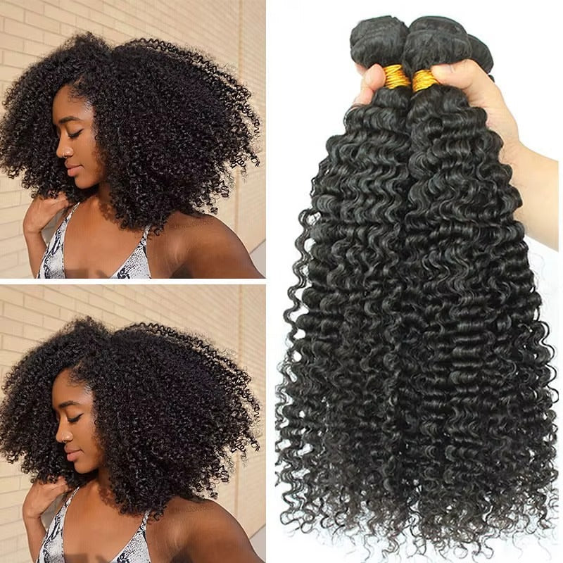 Kinky Curly Human Hair Bundles – 100% Virgin Hair for Full, Natural-Looking Volume