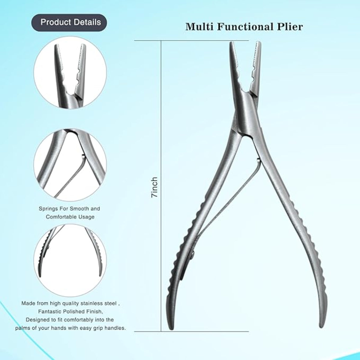 ✂️ Stainless Steel Silver Hair Extension Pliers – Multi-Functional 2-Hole Tool for Hair Extension Removal & Micro Rings