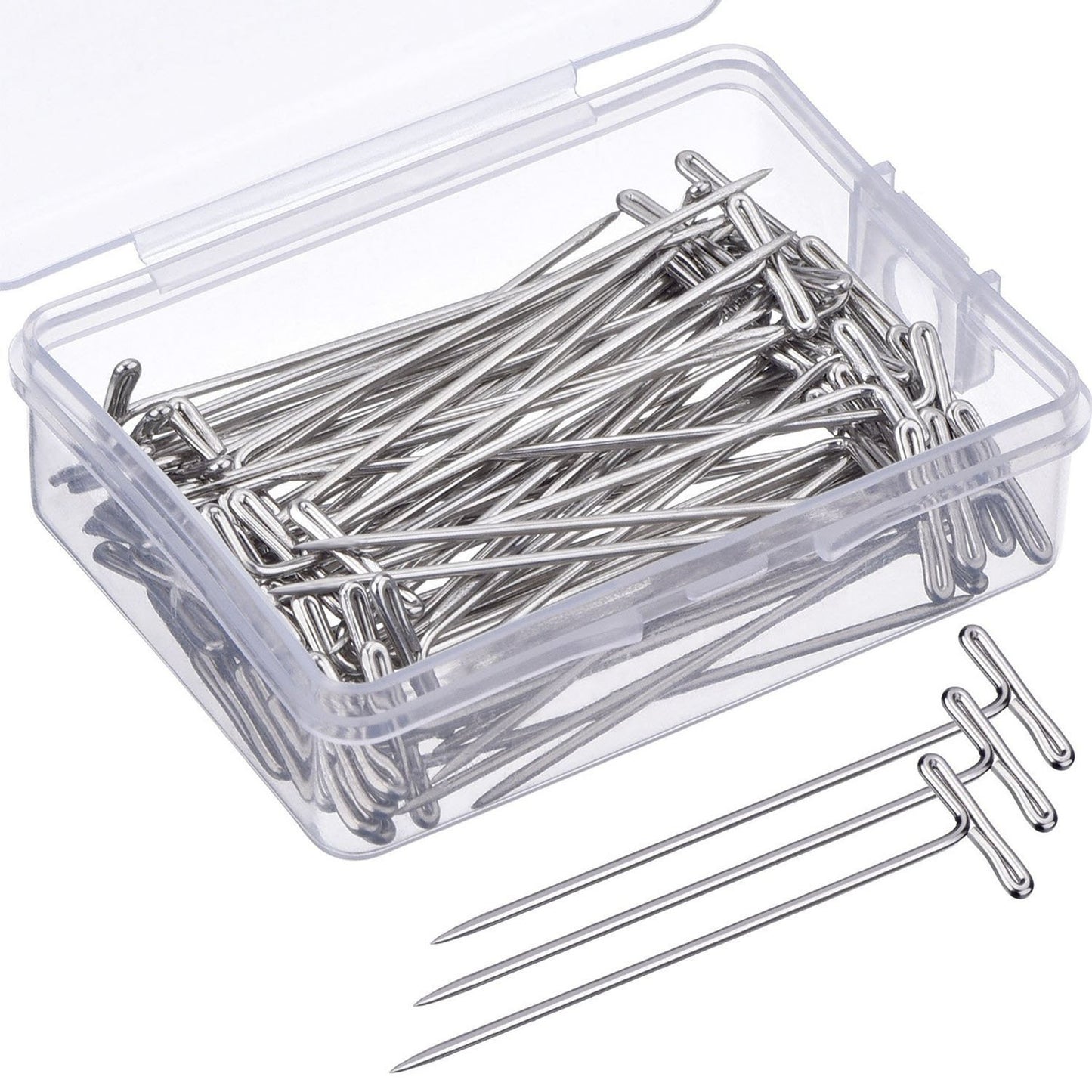 50-Piece T-Pins – Nickel-Plated Hard Steel Pins for Wig Making, Canvas, Blocking &amp; Crafts